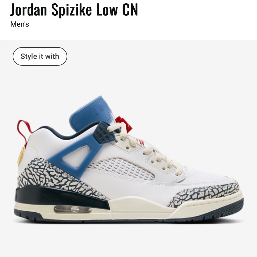 Jordan Spizike Low CN Men's White/Blue Basketball Shoes